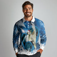 Sulphur-crested Cockatoo New Zealand Christmas In July Long Sleeve Polo Shirt NZ Aroha Koru Fern Marble Vibes LT14 - Polynesian Pride