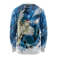 Sulphur-crested Cockatoo New Zealand Christmas In July Long Sleeve Shirt NZ Aroha Koru Fern Marble Vibes LT14 - Polynesian Pride