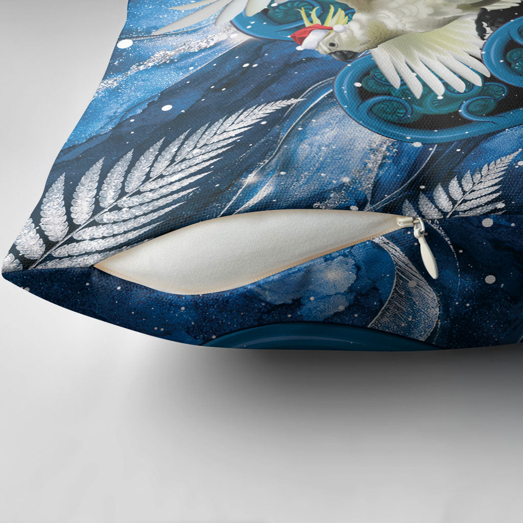 Sulphur-crested Cockatoo New Zealand Christmas In July Pillow Cover NZ Aroha Koru Fern Marble Vibes LT14 - Polynesian Pride