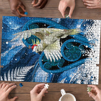Sulphur-crested Cockatoo New Zealand Christmas In July Puzzle NZ Aroha Koru Fern Marble Vibes