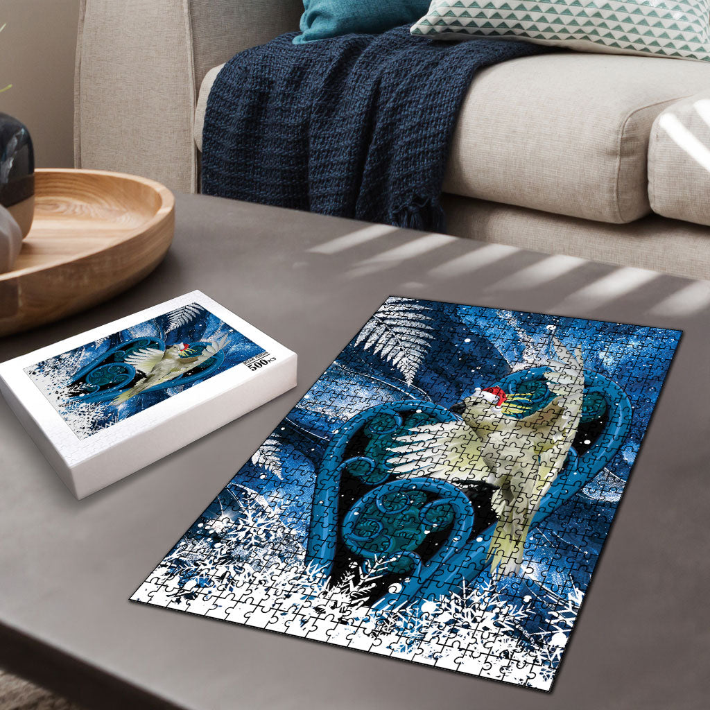 Sulphur-crested Cockatoo New Zealand Christmas In July Puzzle NZ Aroha Koru Fern Marble Vibes