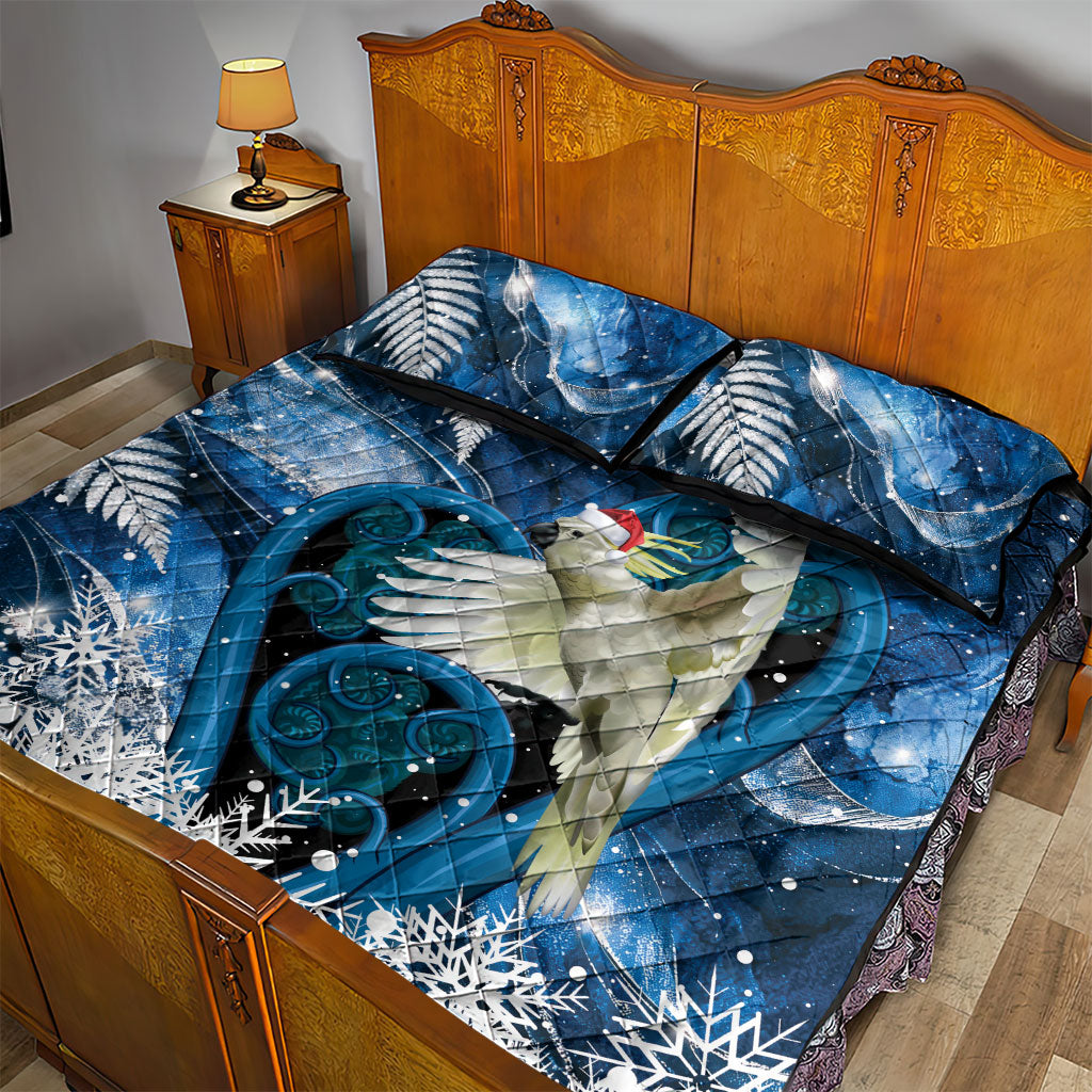 Sulphur-crested Cockatoo New Zealand Christmas In July Quilt Bed Set NZ Aroha Koru Fern Marble Vibes LT14 - Polynesian Pride