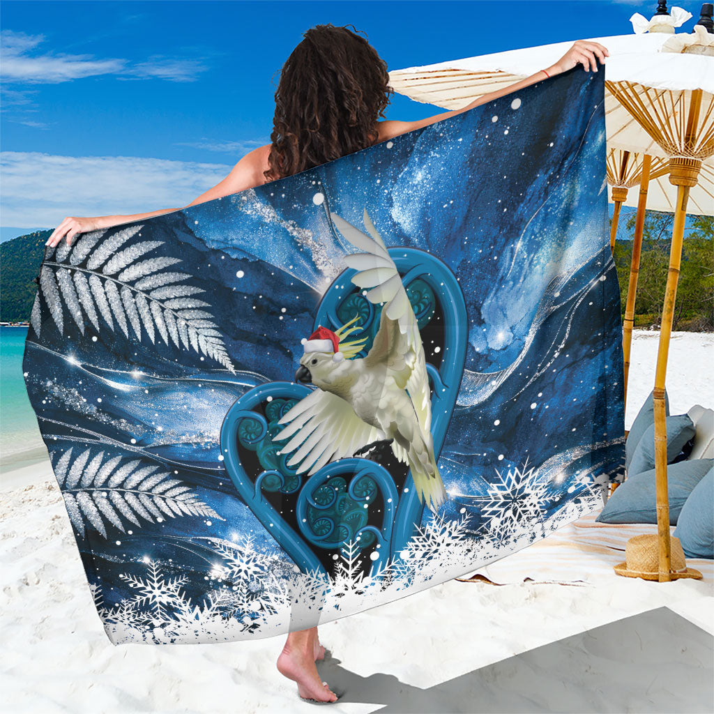 Sulphur-crested Cockatoo New Zealand Christmas In July Sarong NZ Aroha Koru Fern Marble Vibes LT14 One Size 44 x 66 inches Blue - Polynesian Pride