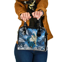 Sulphur-crested Cockatoo New Zealand Christmas In July Shoulder Handbag NZ Aroha Koru Fern Marble Vibes LT14 One Size Blue - Polynesian Pride
