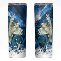 Sulphur-crested Cockatoo New Zealand Christmas In July Skinny Tumbler NZ Aroha Koru Fern Marble Vibes LT14 Blue - Polynesian Pride