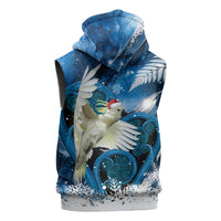 Sulphur-crested Cockatoo New Zealand Christmas In July Sleeveless Zip Hoodie NZ Aroha Koru Fern Marble Vibes LT14 - Polynesian Pride