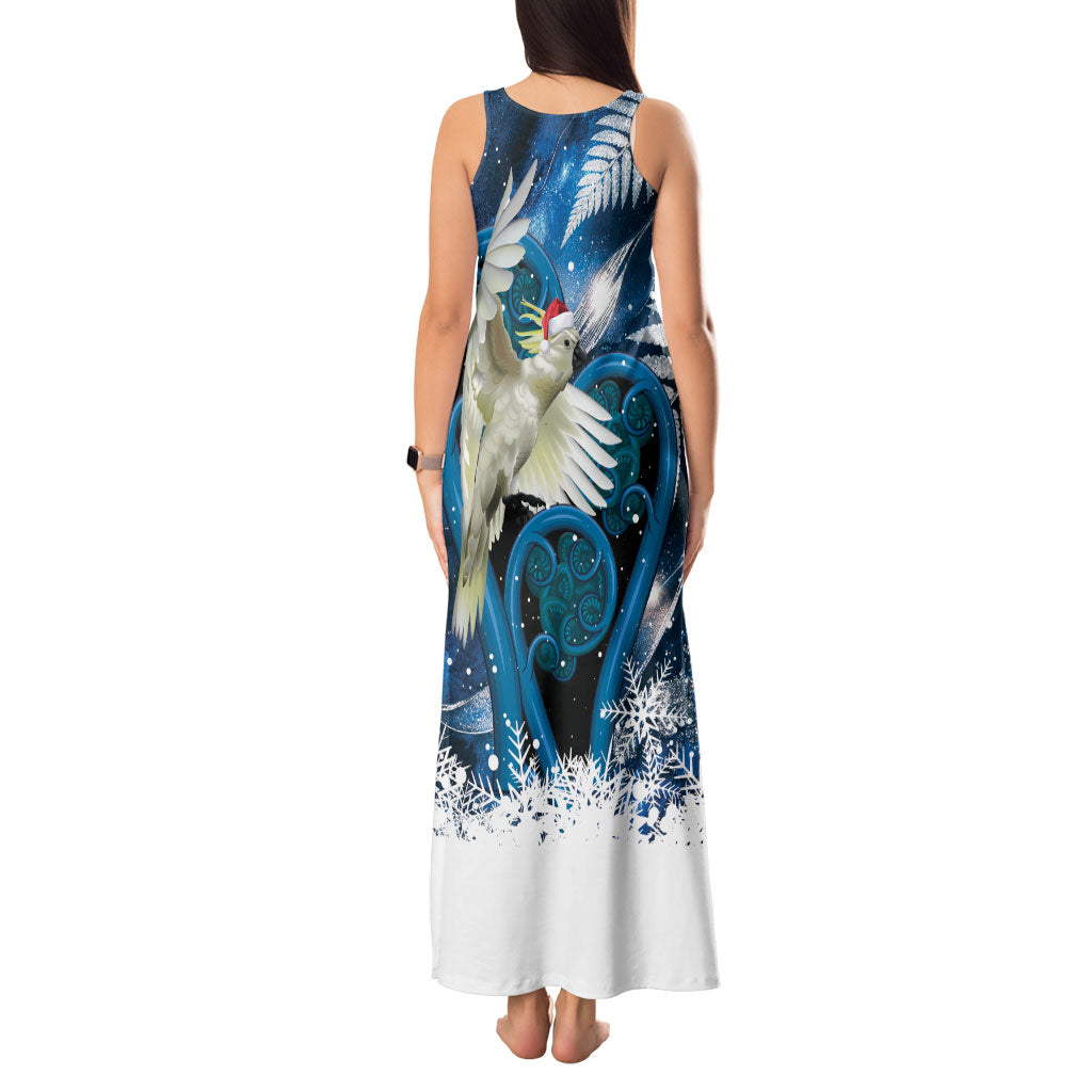 Sulphur-crested Cockatoo New Zealand Christmas In July Tank Maxi Dress NZ Aroha Koru Fern Marble Vibes LT14 - Polynesian Pride