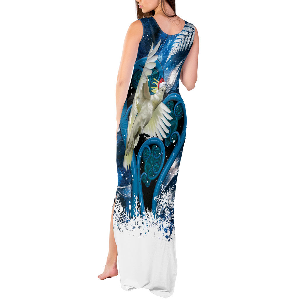 Sulphur-crested Cockatoo New Zealand Christmas In July Tank Maxi Dress NZ Aroha Koru Fern Marble Vibes LT14 - Polynesian Pride