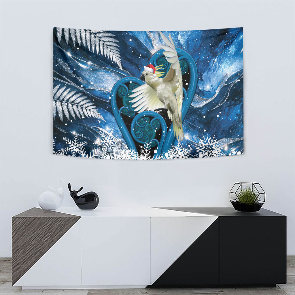 Sulphur-crested Cockatoo New Zealand Christmas In July Tapestry NZ Aroha Koru Fern Marble Vibes LT14 - Polynesian Pride
