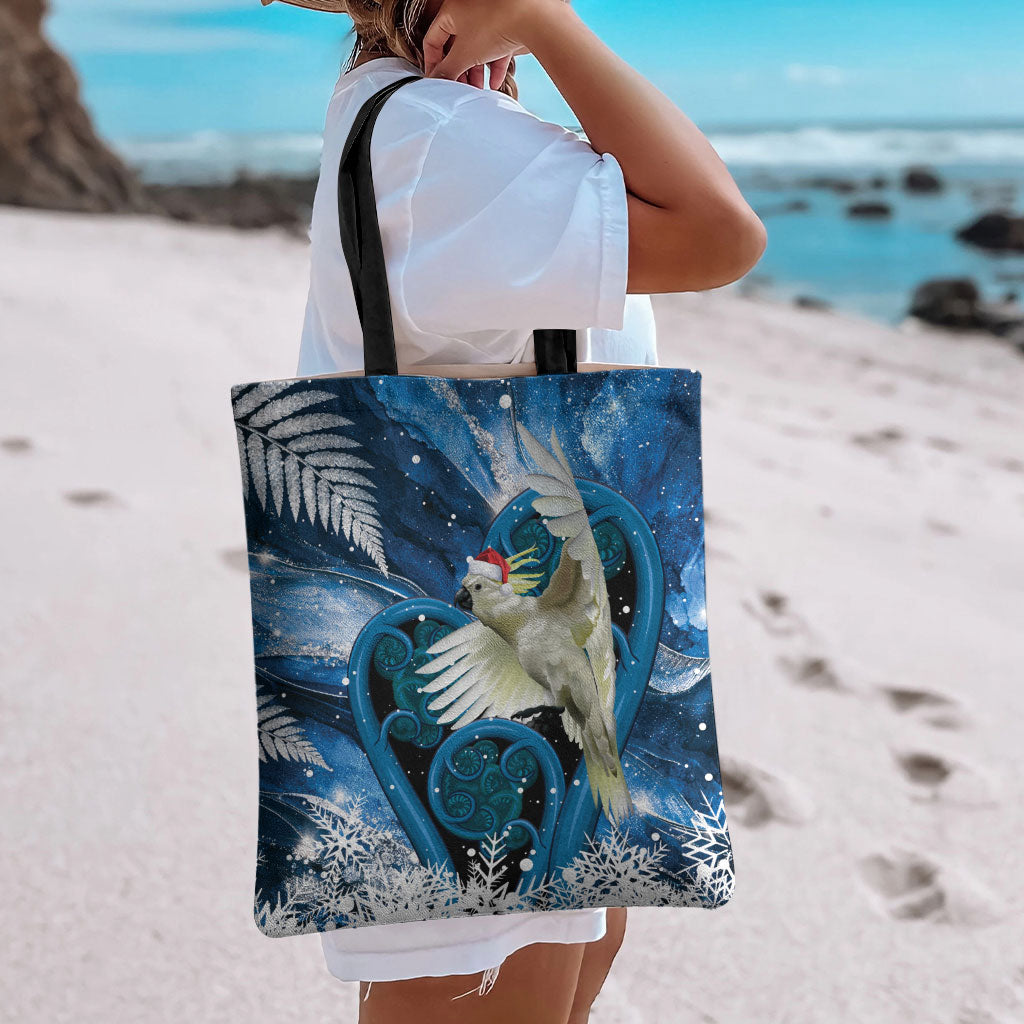 Sulphur-crested Cockatoo New Zealand Christmas In July Tote Bag NZ Aroha Koru Fern Marble Vibes LT14 - Polynesian Pride