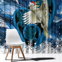 Sulphur-crested Cockatoo New Zealand Christmas In July Window Curtain NZ Aroha Koru Fern Marble Vibes LT14 - Polynesian Pride