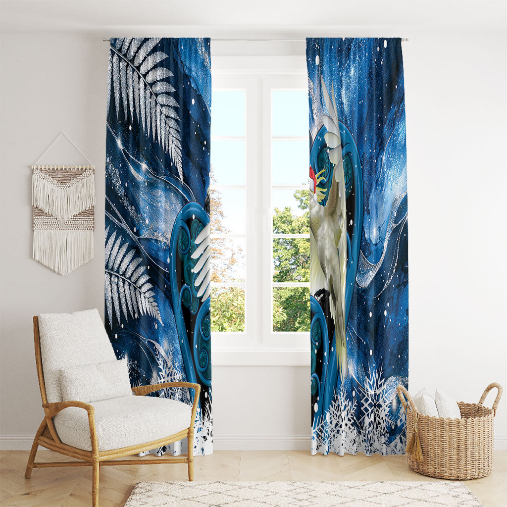 Sulphur-crested Cockatoo New Zealand Christmas In July Window Curtain NZ Aroha Koru Fern Marble Vibes LT14 - Polynesian Pride
