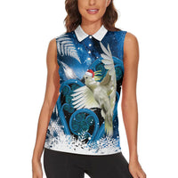 Sulphur-crested Cockatoo New Zealand Christmas In July Women Sleeveless Polo Shirt NZ Aroha Koru Fern Marble Vibes LT14 - Polynesian Pride