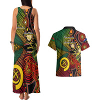 Vanuatu and Australia Couples Matching Tank Maxi Dress And Hawaiian Shirt Vanuatuan Polynesian Mix Aussie Aboriginal Art LT14 - Polynesian Pride