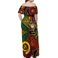 Vanuatu and Australia Off Shoulder Maxi Dress Vanuatuan Polynesian Mix Aussie Aboriginal Art LT14 - Polynesian Pride