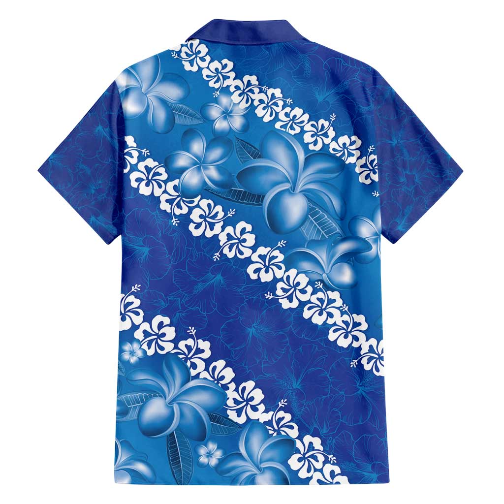Vintage Blue Polynesia Family Matching Long Sleeve Bodycon Dress and Hawaiian Shirt Plumeria With Hibiscus Tropical Vibes
