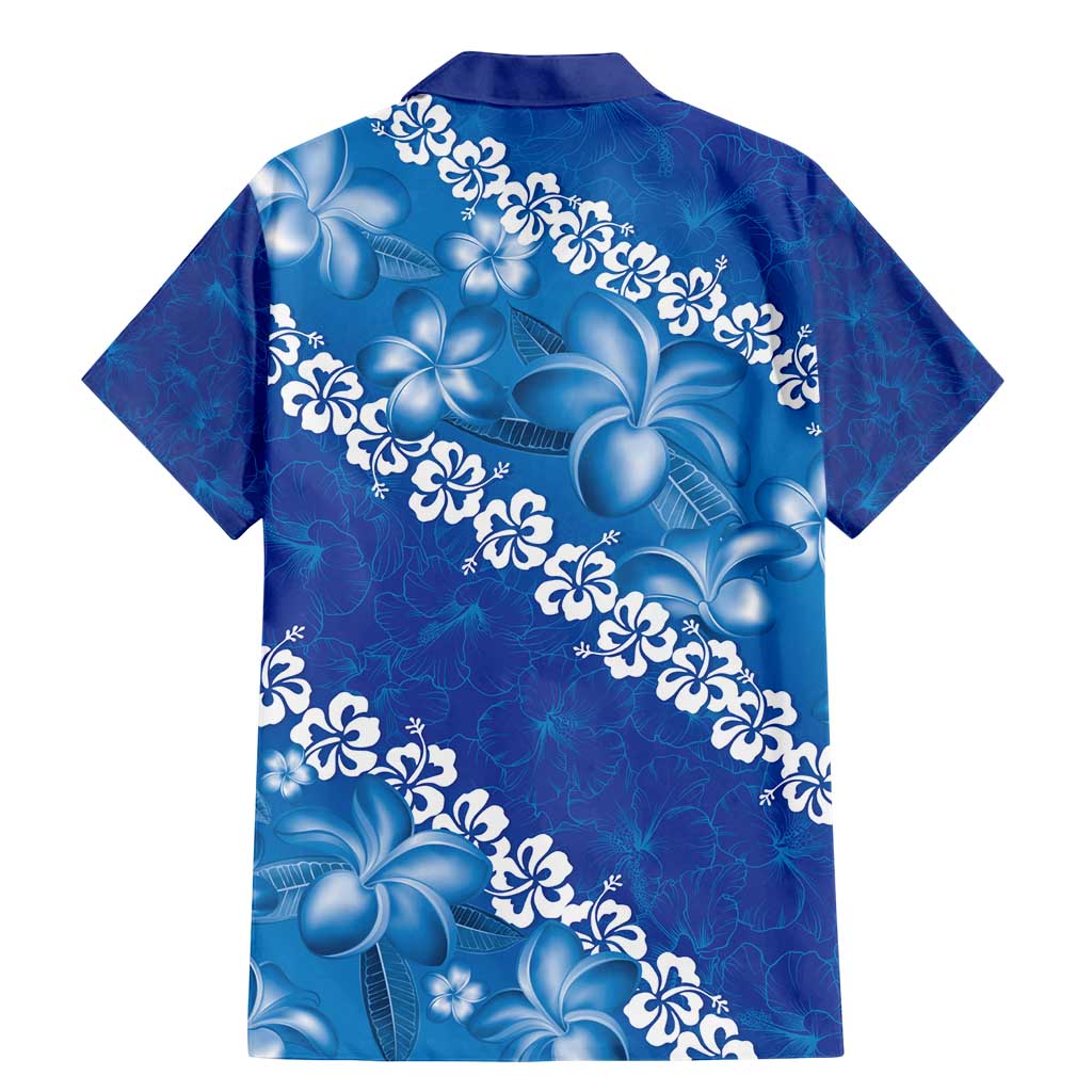 Vintage Blue Polynesia Family Matching Mermaid Dress and Hawaiian Shirt Plumeria With Hibiscus Tropical Vibes