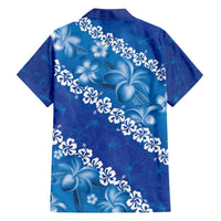 Vintage Blue Polynesia Family Matching Off The Shoulder Long Sleeve Dress and Hawaiian Shirt Plumeria With Hibiscus Tropical Vibes LT14 - Polynesian Pride