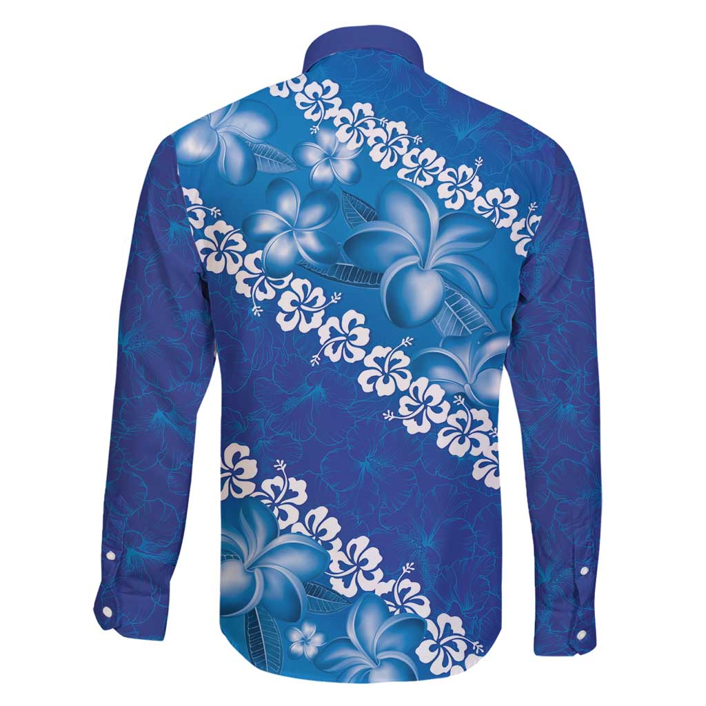 Vintage Blue Polynesia Family Matching Tank Maxi Dress and Hawaiian Shirt Plumeria With Hibiscus Tropical Vibes LT14 - Polynesian Pride