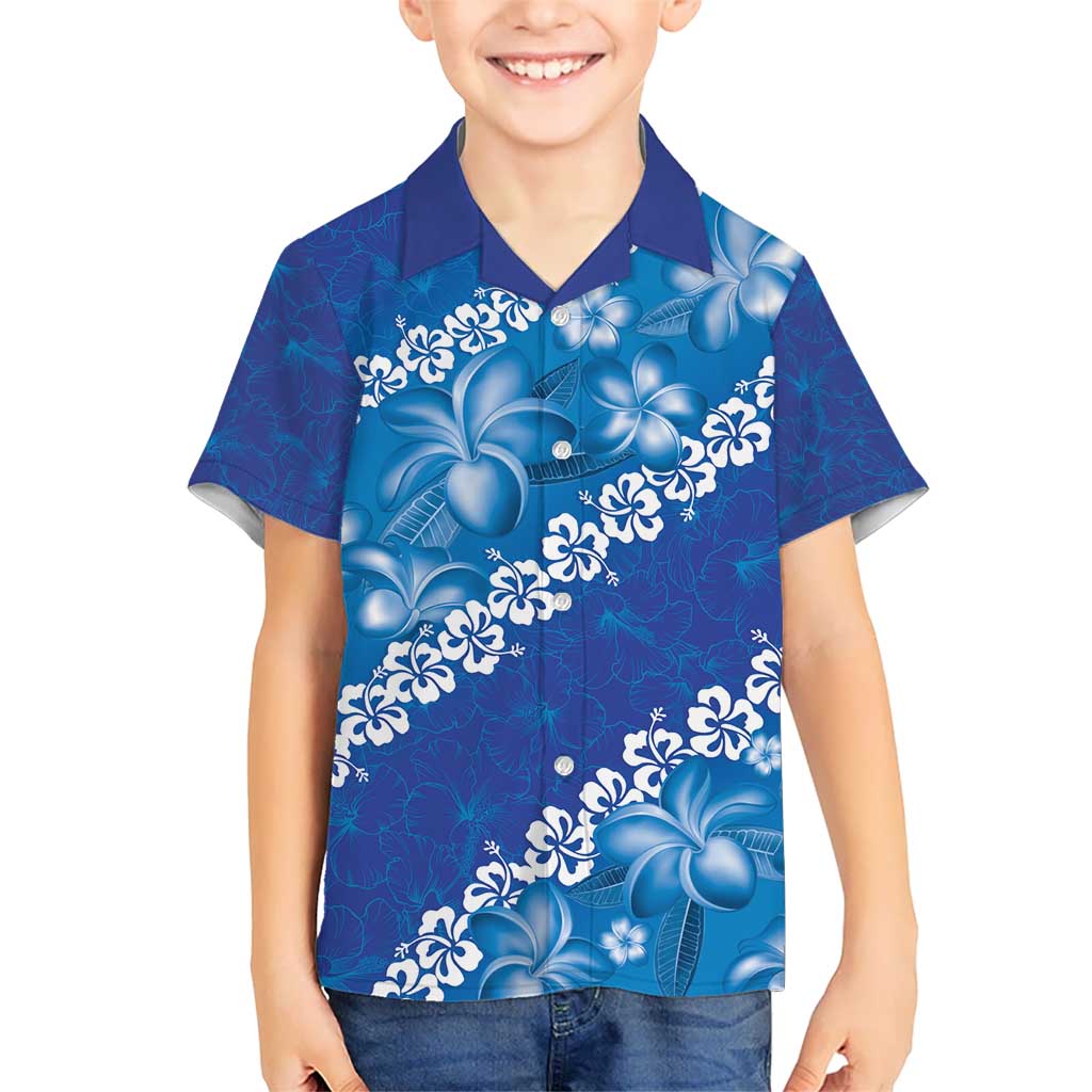 Vintage Blue Polynesia Hawaiian Shirt Plumeria With Hibiscus Tropical Vibes