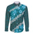 Vintage Dark Cyan Polynesia Family Matching Off The Shoulder Long Sleeve Dress and Hawaiian Shirt Plumeria With Hibiscus Tropical Vibes