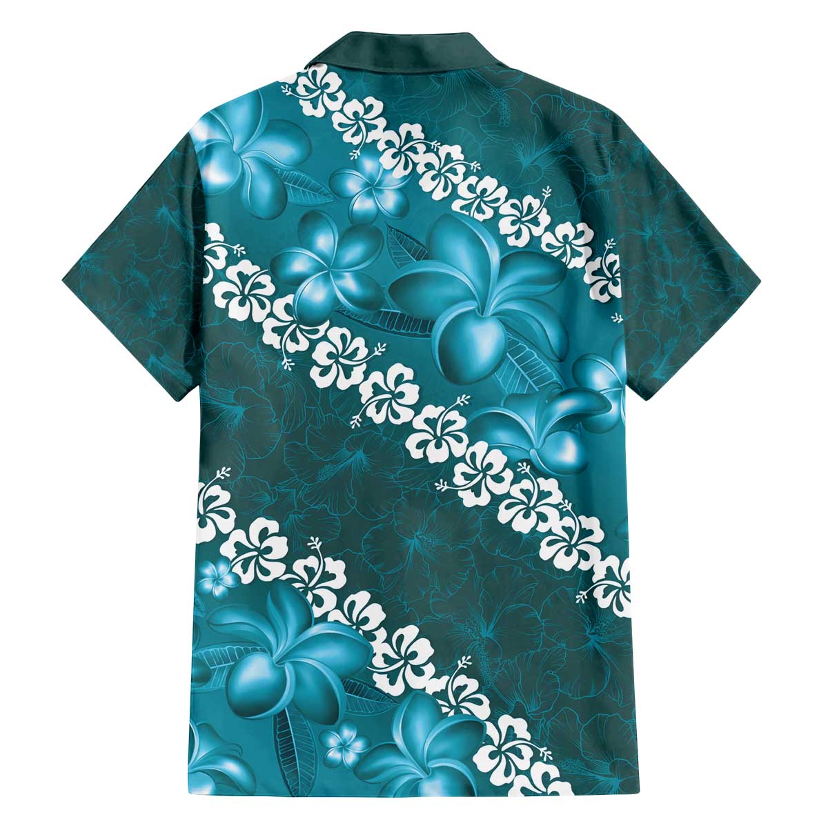 Vintage Dark Cyan Polynesia Family Matching Off Shoulder Short Dress and Hawaiian Shirt Plumeria With Hibiscus Tropical Vibes LT14 - Polynesian Pride