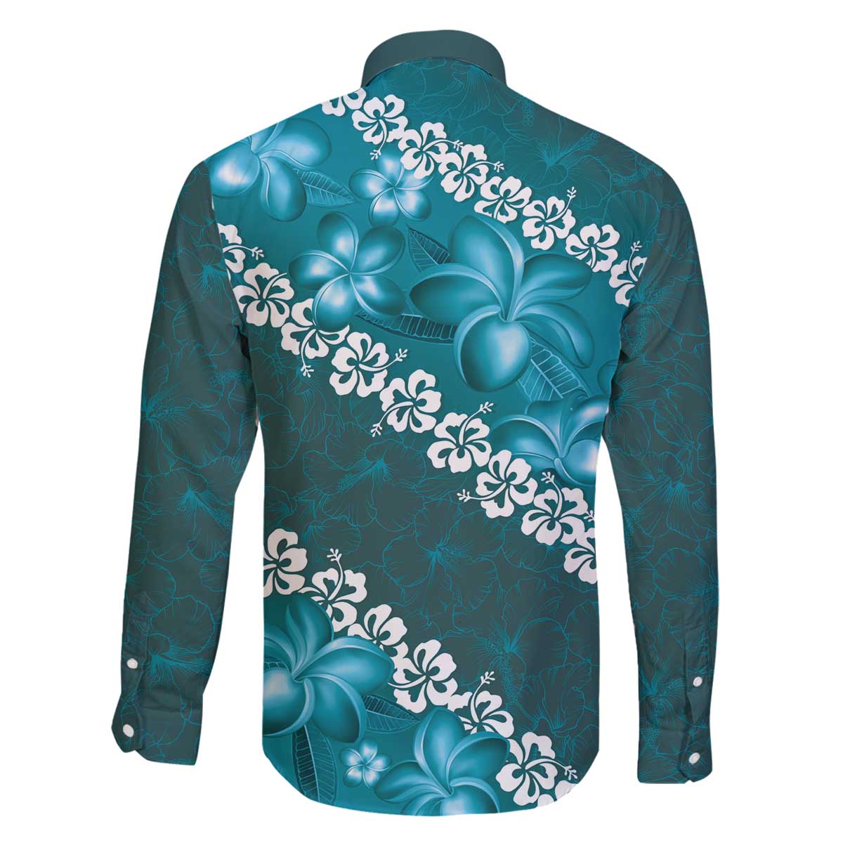 Vintage Dark Cyan Polynesia Family Matching Off Shoulder Short Dress and Hawaiian Shirt Plumeria With Hibiscus Tropical Vibes LT14 - Polynesian Pride