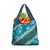 Vintage Dark Cyan Polynesia Grocery Bag Plumeria With Hibiscus Tropical Vibes