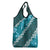 Vintage Dark Cyan Polynesia Grocery Bag Plumeria With Hibiscus Tropical Vibes