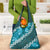Vintage Dark Cyan Polynesia Grocery Bag Plumeria With Hibiscus Tropical Vibes