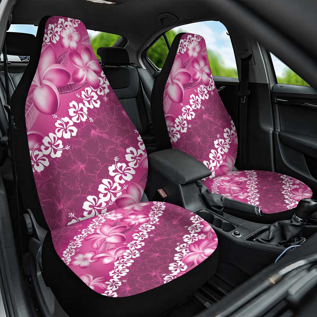 Vintage Pink Polynesia Car Seat Cover Plumeria With Hibiscus Tropical Vibes LT14 One Size Pink - Polynesian Pride