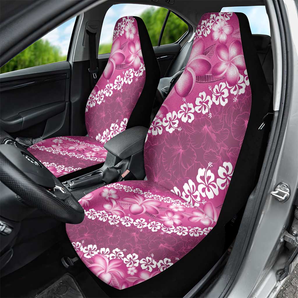 Vintage Pink Polynesia Car Seat Cover Plumeria With Hibiscus Tropical Vibes LT14 - Polynesian Pride