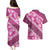 Vintage Pink Polynesia Couples Matching Puletasi and Hawaiian Shirt Plumeria With Hibiscus Tropical Vibes