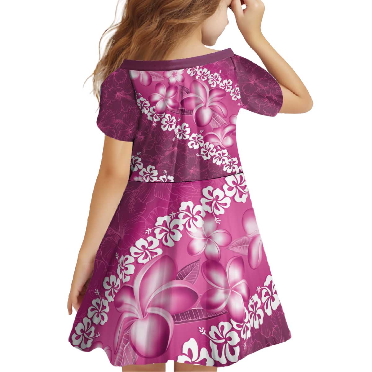 Vintage Pink Polynesia Family Matching Off The Shoulder Long Sleeve Dress and Hawaiian Shirt Plumeria With Hibiscus Tropical Vibes LT14 - Polynesian Pride
