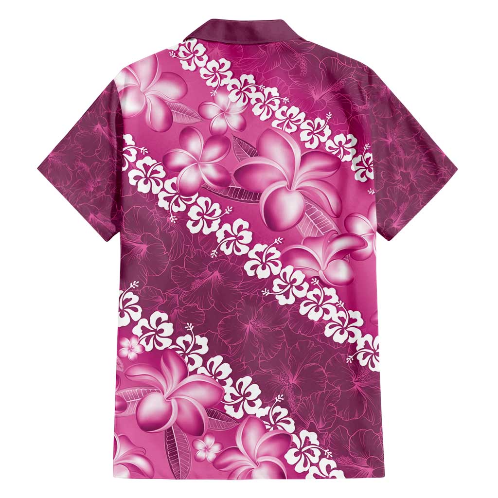 Vintage Pink Polynesia Family Matching Off Shoulder Maxi Dress and Hawaiian Shirt Plumeria With Hibiscus Tropical Vibes