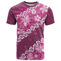 Vintage Pink Polynesia T Shirt Plumeria With Hibiscus Tropical Vibes