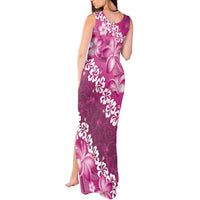 Vintage Pink Polynesia Tank Maxi Dress Plumeria With Hibiscus Tropical Vibes