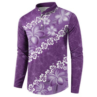 Vintage Purple Polynesia Button Sweatshirt Plumeria With Hibiscus Tropical Vibes