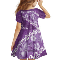 Vintage Purple Polynesia Family Matching Off Shoulder Short Dress and Hawaiian Shirt Plumeria With Hibiscus Tropical Vibes LT14 - Polynesian Pride