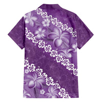 Vintage Purple Polynesia Family Matching Off Shoulder Short Dress and Hawaiian Shirt Plumeria With Hibiscus Tropical Vibes LT14 - Polynesian Pride