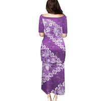 Vintage Purple Polynesia Family Matching Puletasi and Hawaiian Shirt Plumeria With Hibiscus Tropical Vibes LT14 - Polynesian Pride