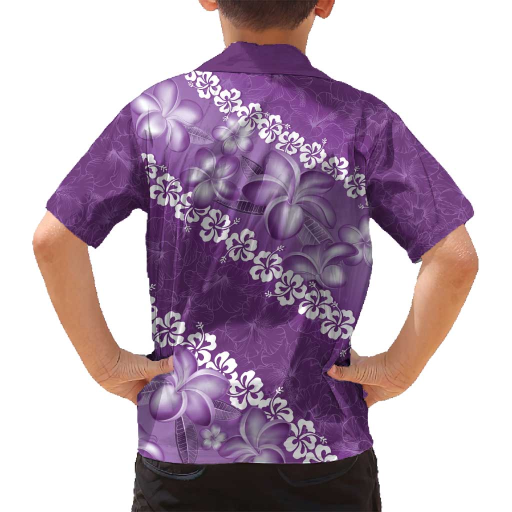 Vintage Purple Polynesia Family Matching Tank Maxi Dress and Hawaiian Shirt Plumeria With Hibiscus Tropical Vibes LT14 - Polynesian Pride