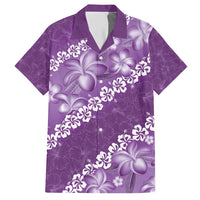 Vintage Purple Polynesia Hawaiian Shirt Plumeria With Hibiscus Tropical Vibes