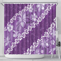 Vintage Purple Polynesia Shower Curtain Plumeria With Hibiscus Tropical Vibes LT14 - Polynesian Pride