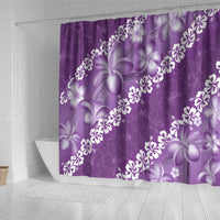 Vintage Purple Polynesia Shower Curtain Plumeria With Hibiscus Tropical Vibes LT14 - Polynesian Pride