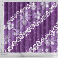 Vintage Purple Polynesia Shower Curtain Plumeria With Hibiscus Tropical Vibes LT14 - Polynesian Pride