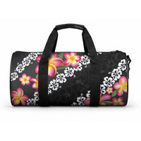 Black Polynesia Duffle Bag Plumeria With Hibiscus Pattern Tropical Vibes LT14 One size Black - Polynesian Pride