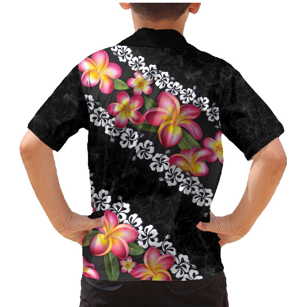 Black Polynesia Family Matching Mermaid Dress and Hawaiian Shirt Plumeria With Hibiscus Pattern Tropical Vibes