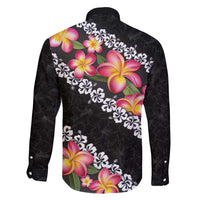 Black Polynesia Family Matching Tank Maxi Dress and Hawaiian Shirt Plumeria With Hibiscus Pattern Tropical Vibes