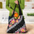 Black Polynesia Grocery Bag Plumeria With Hibiscus Pattern Tropical Vibes